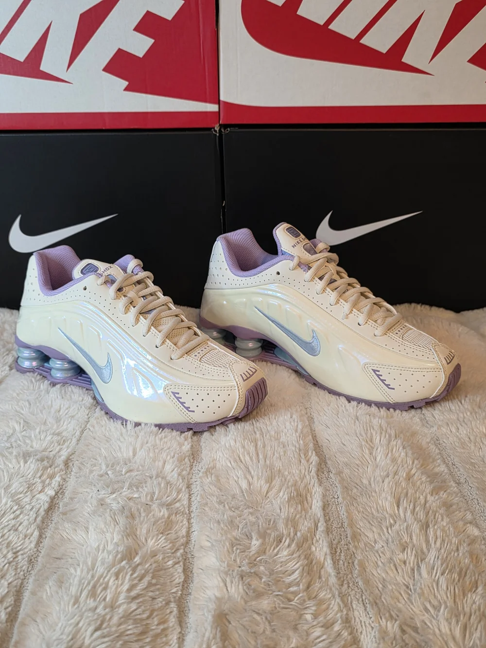 Nike Women’s Cream & Lilac Shox Sneakers